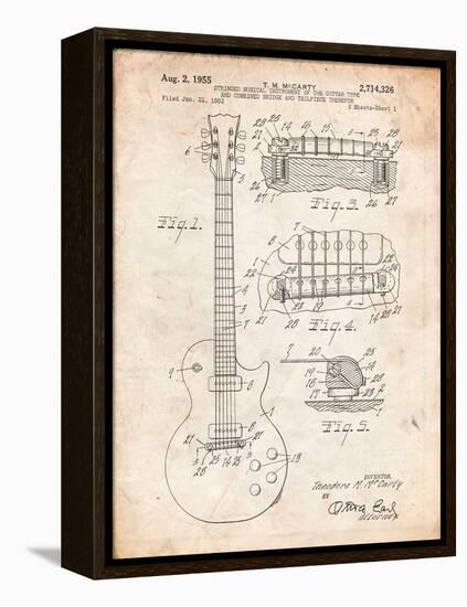 Gibson Les Paul Guitar Patent-Cole Borders-Framed Stretched Canvas