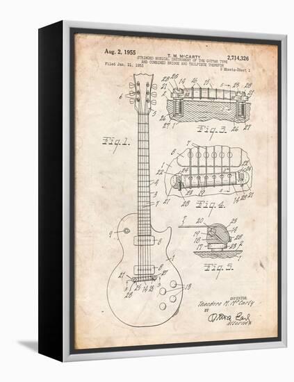 Gibson Les Paul Guitar Patent-Cole Borders-Framed Stretched Canvas