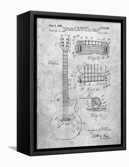 Gibson Les Paul Guitar Patent-Cole Borders-Framed Stretched Canvas