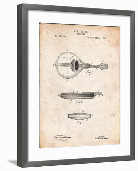 Gibson Mandolin a - Model Patent-Cole Borders-Framed Art Print