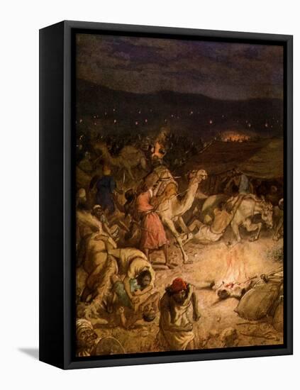 Gideon in the camp of the Midianites - Bible-William Brassey Hole-Framed Premier Image Canvas