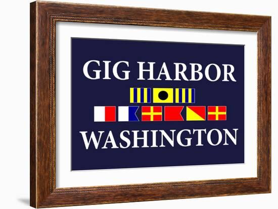 Gig Harbor, Washington - Nautical Flags-Lantern Press-Framed Art Print
