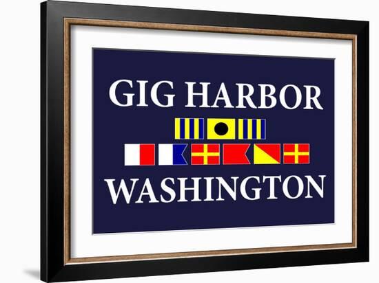 Gig Harbor, Washington - Nautical Flags-Lantern Press-Framed Art Print