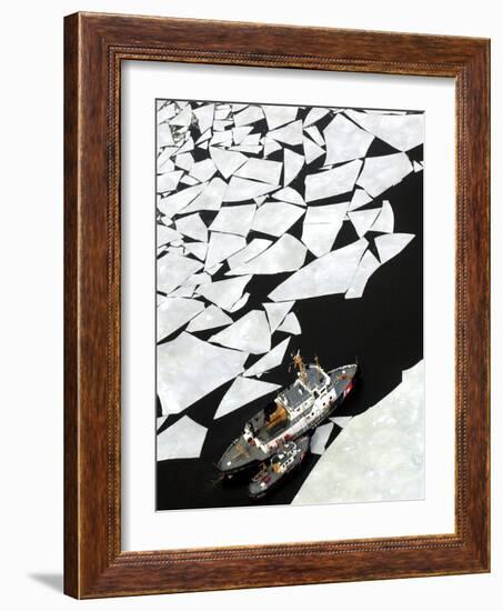 Gigantic Shards of Ice Drift Near a Pair of Coast Guard Cutters-null-Framed Photographic Print