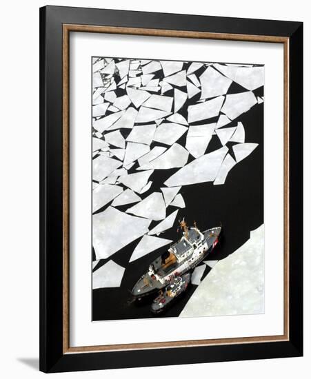 Gigantic Shards of Ice Drift Near a Pair of Coast Guard Cutters-null-Framed Photographic Print