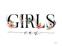 Girls Can Floral 2-Gigi Louise-Art Print