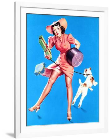 Help Wanted! Pin-Up with Dog 1939' Art Print - Gil Elvgren
