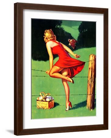 On De-Fence Pin-Up 1940S Art Print - Gil Elvgren | Art.com