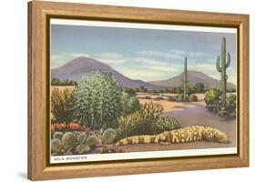 Gila Monster and Cacti-null-Framed Stretched Canvas