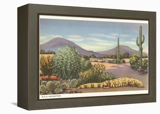 Gila Monster and Cacti-null-Framed Stretched Canvas