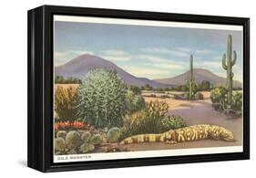 Gila Monster and Cacti-null-Framed Stretched Canvas