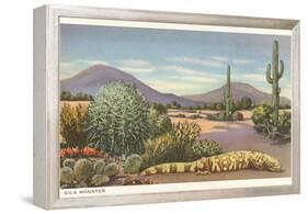 Gila Monster and Cacti-null-Framed Stretched Canvas