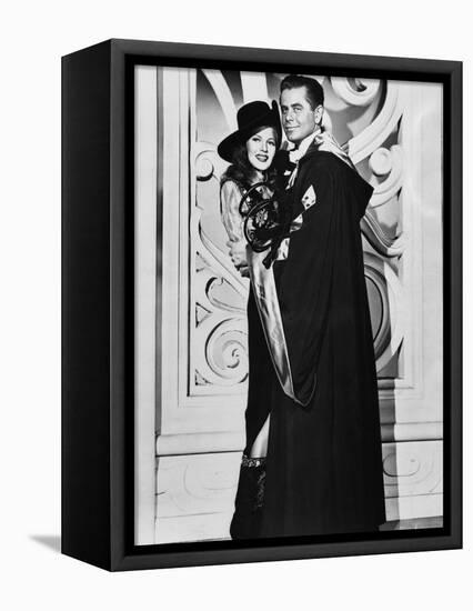 GILDA, 1946 directed by CHARLES VIDOR Rita Hayworth and Glenn Ford (b/w photo)-null-Framed Stretched Canvas