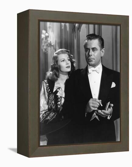 GILDA, 1946 directed by CHARLES VIDOR Rita Hayworth and Glenn Ford (b/w photo)-null-Framed Stretched Canvas