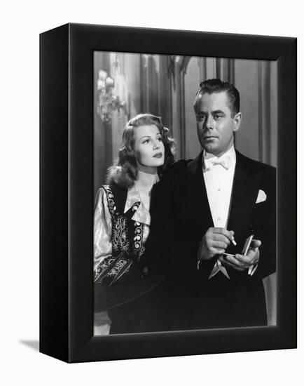 GILDA, 1946 directed by CHARLES VIDOR Rita Hayworth and Glenn Ford (b/w photo)-null-Framed Stretched Canvas