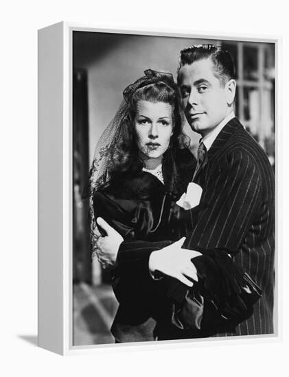 GILDA, 1946 directed by CHARLES VIDOR Rita Hayworth and Glenn Ford (b/w photo)-null-Framed Stretched Canvas