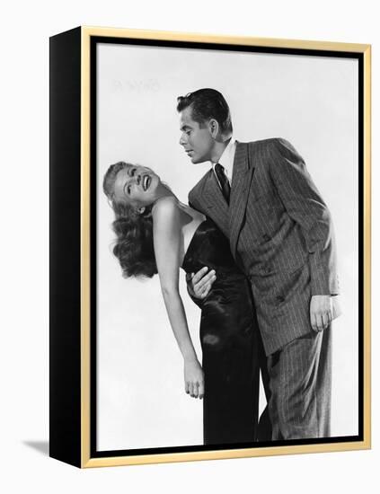 GILDA, 1946 directed by CHARLES VIDOR Rita Hayworth and Glenn Ford (b/w photo)-null-Framed Stretched Canvas