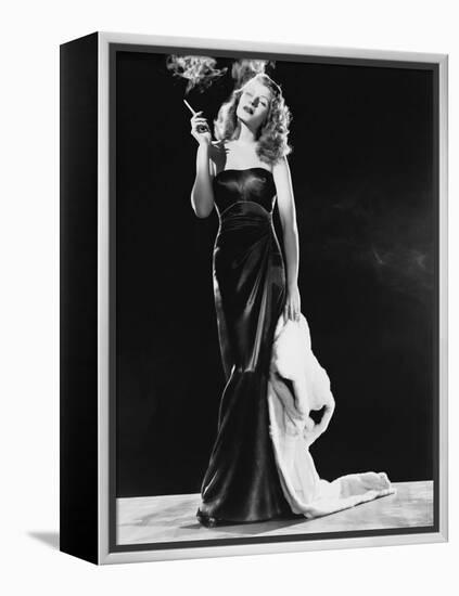 GILDA, 1946 directed by CHARLES VIDOR Rita Hayworth (b/w photo)-null-Framed Stretched Canvas