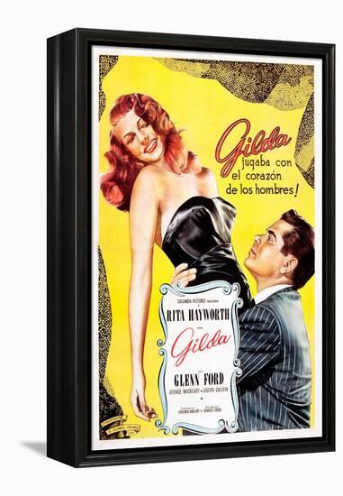 Gilda, Argentine Poster Art, Rita Hayworth, Glenn Ford, 1946-null-Framed Stretched Canvas