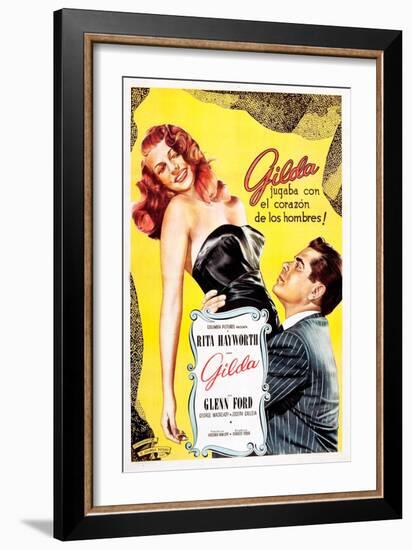 Gilda, Argentine Poster Art, Rita Hayworth, Glenn Ford, 1946-null-Framed Premium Giclee Print