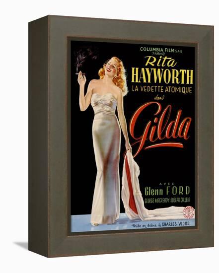 Gilda, Belgian Poster, Rita Hayworth, 1946-null-Framed Stretched Canvas