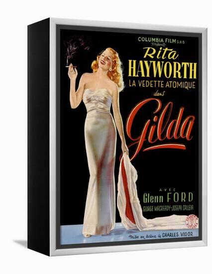 Gilda, Belgian Poster, Rita Hayworth, 1946-null-Framed Stretched Canvas