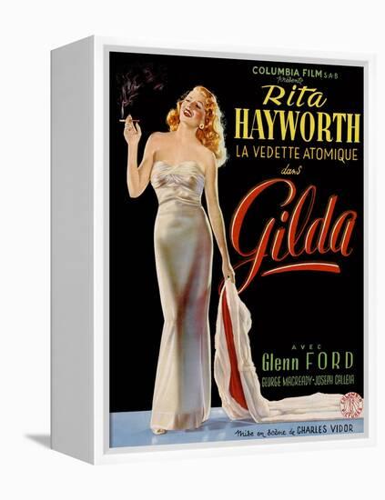 Gilda, Belgian Poster, Rita Hayworth, 1946-null-Framed Stretched Canvas