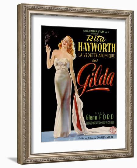 Gilda, Belgian Poster, Rita Hayworth, 1946-null-Framed Art Print