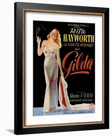 Gilda, Belgian Poster, Rita Hayworth, 1946-null-Framed Art Print