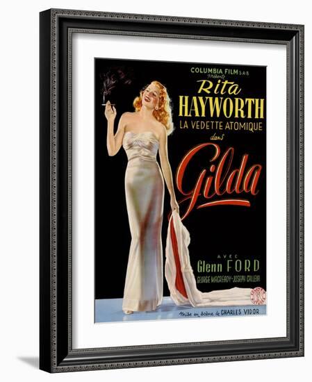 Gilda, Belgian Poster, Rita Hayworth, 1946-null-Framed Art Print