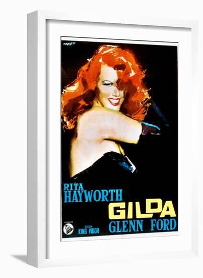 Gilda, Rita Hayworth, Italian Poster Art, 1946-null-Framed Premium Giclee Print