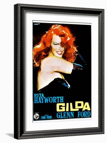 Gilda, Rita Hayworth, Italian Poster Art, 1946-null-Framed Premium Giclee Print