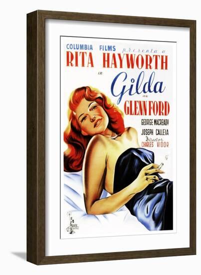 Gilda, Rita Hayworth, Spanish Poster Art, 1946-null-Framed Art Print
