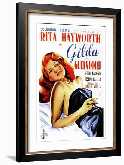 Gilda, Rita Hayworth, Spanish Poster Art, 1946-null-Framed Art Print