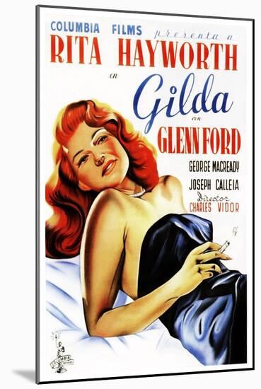 Gilda, Rita Hayworth, Spanish Poster Art, 1946-null-Mounted Art Print