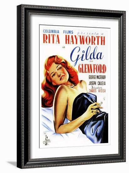 Gilda, Rita Hayworth, Spanish Poster Art, 1946-null-Framed Art Print