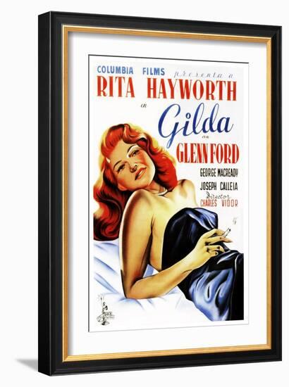 Gilda, Rita Hayworth, Spanish Poster Art, 1946-null-Framed Art Print