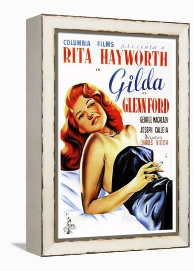 Gilda, Rita Hayworth, Spanish Poster Art, 1946-null-Framed Stretched Canvas