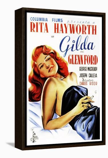 Gilda, Rita Hayworth, Spanish Poster Art, 1946-null-Framed Stretched Canvas