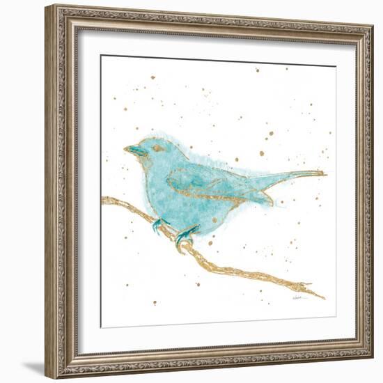 Gilded Bird I Teal-Shirley Novak-Framed Art Print