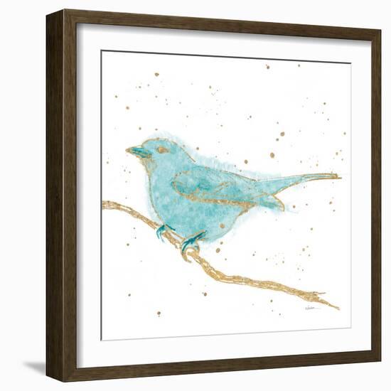 Gilded Bird I Teal-Shirley Novak-Framed Art Print