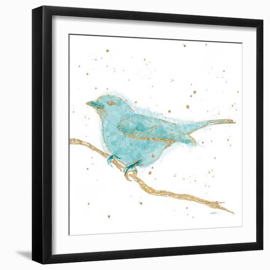 Gilded Bird I Teal-Shirley Novak-Framed Art Print