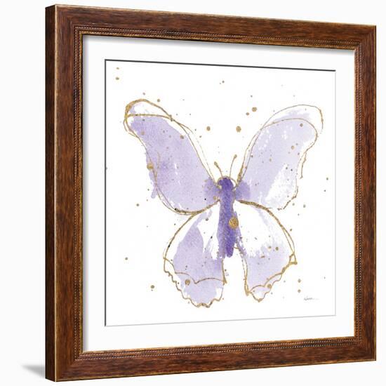 Gilded Butterflies II Lavender-Shirley Novak-Framed Art Print