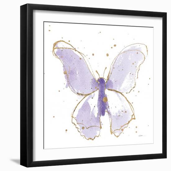 Gilded Butterflies II Lavender-Shirley Novak-Framed Art Print