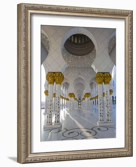Gilded Columns of Sheikh Zayed Bin Sultan Al Nahyan Mosque, Abu Dhabi, United Arab Emirates-null-Framed Photographic Print