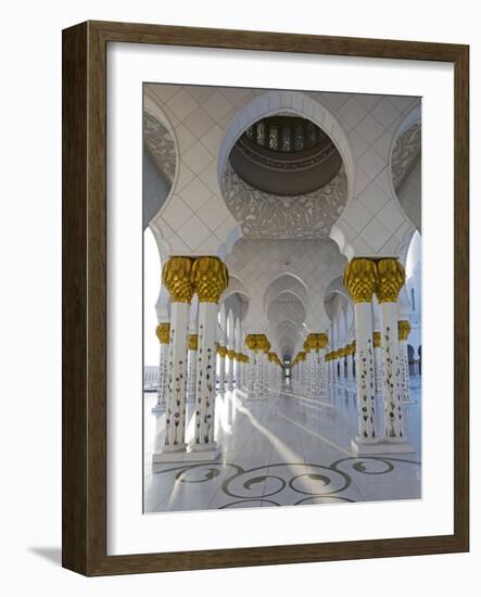 Gilded Columns of Sheikh Zayed Bin Sultan Al Nahyan Mosque, Abu Dhabi, United Arab Emirates-null-Framed Photographic Print