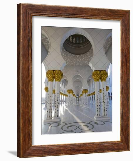 Gilded Columns of Sheikh Zayed Bin Sultan Al Nahyan Mosque, Abu Dhabi, United Arab Emirates-null-Framed Photographic Print