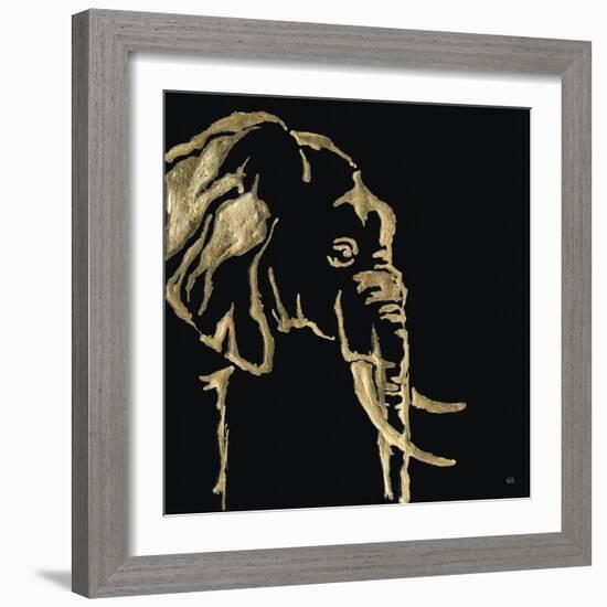 Gilded Elephant on Black-Chris Paschke-Framed Premium Giclee Print