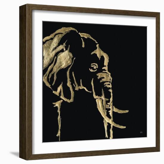 Gilded Elephant on Black-Chris Paschke-Framed Premium Giclee Print