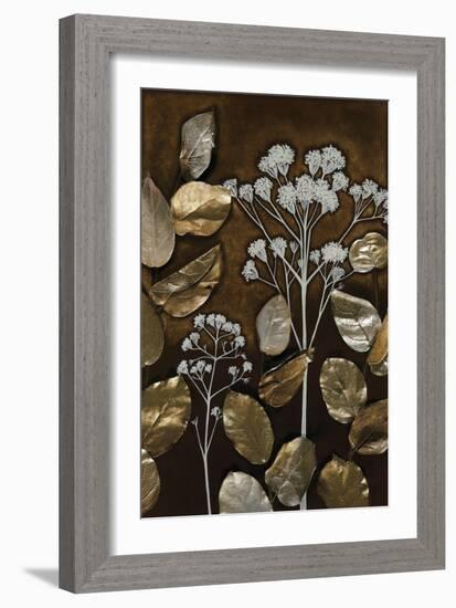 Gilded Leaf Collage I-Megan Meagher-Framed Art Print